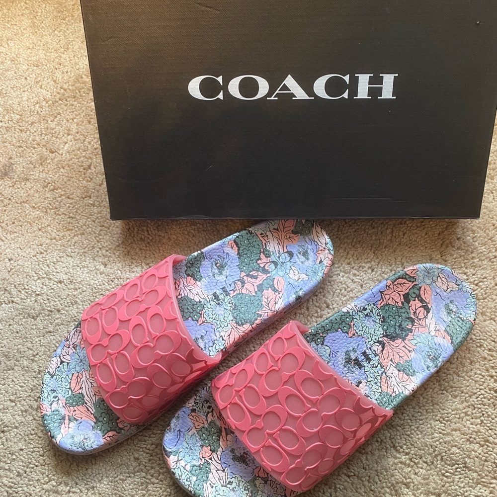 Coach pink / floral slides - Size 10